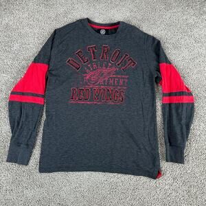 Detroit Red Wings Shirt Mens Large Gray Red Athletic Dept Long Sleeve G-III